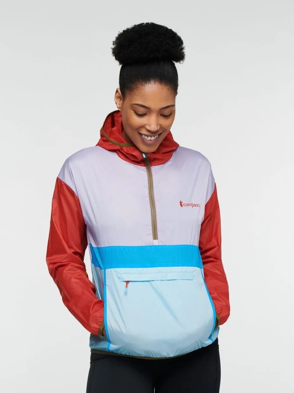 Cotopaxi Teca Windbreaker Multicolor Gorpcore Half-Zip Hooded Jacket, Medium